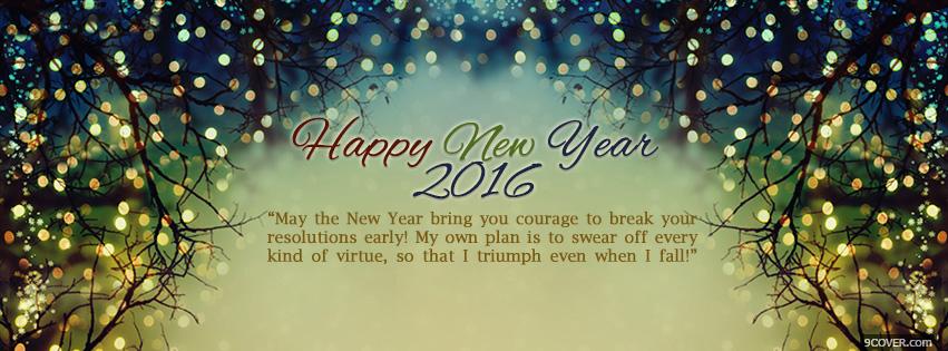 Photo happy new year 2016 with message Facebook Cover for Free